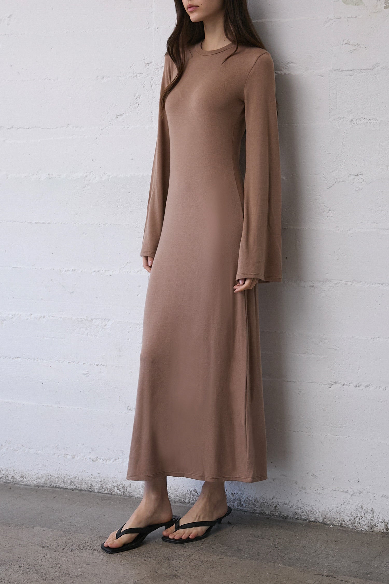 Bell Sleeve Midi Dress in Tencel Knit