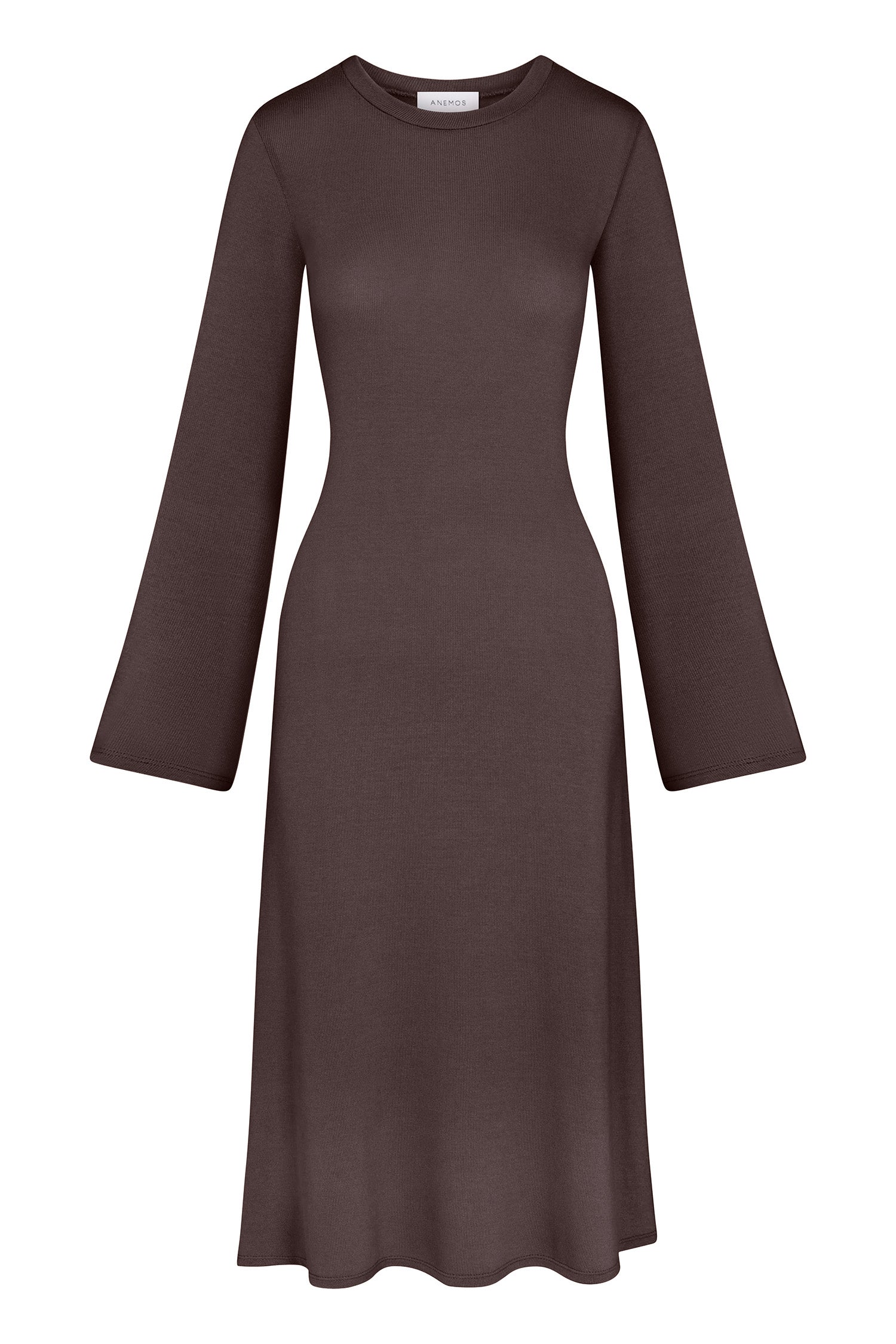 Anemos Bell Sleeve Midi Dress in Tencel Knit — LBD versatility, midi length