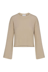 Bell Sleeve Boxy Crop Sweater in Rib Knit