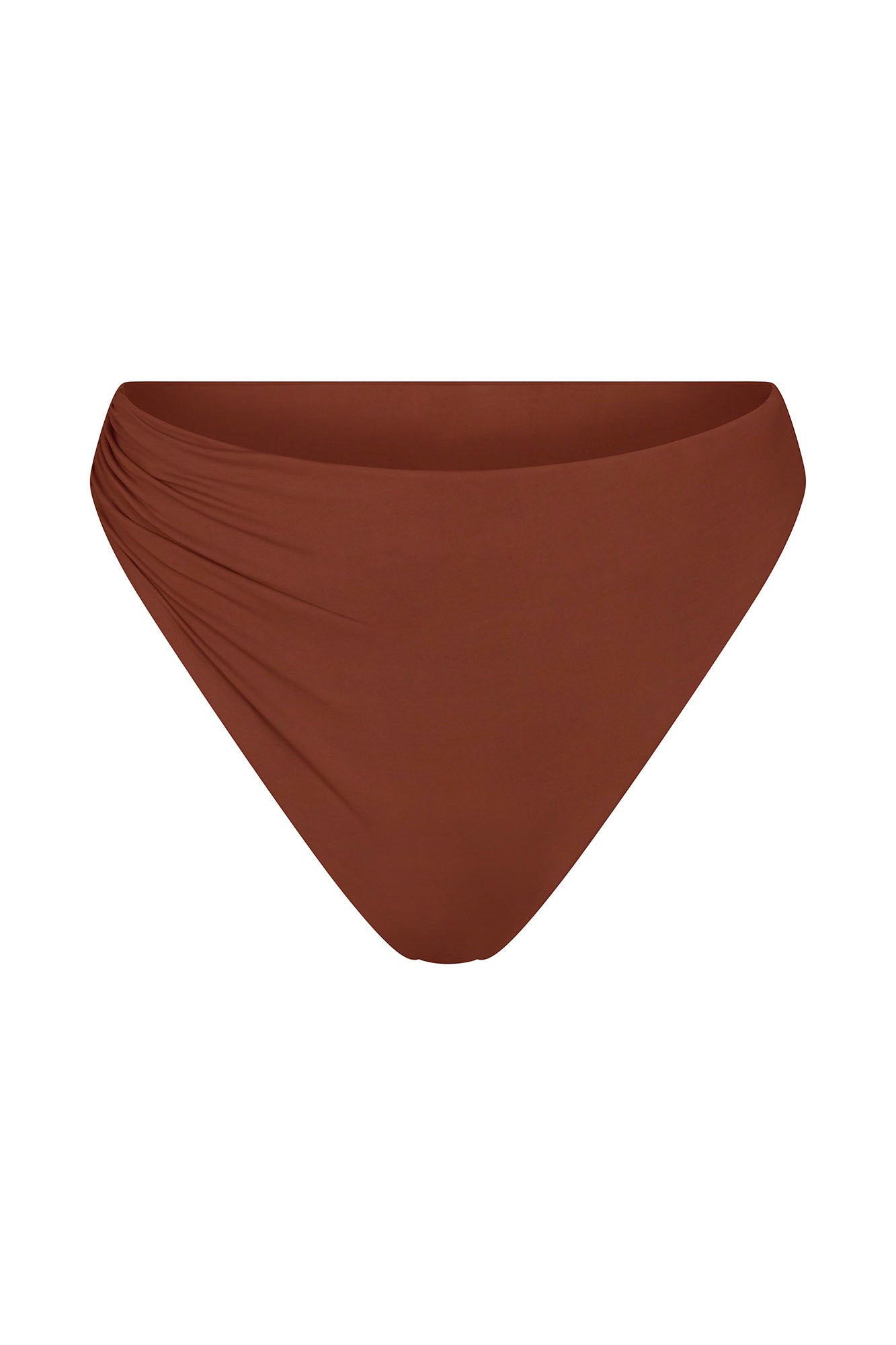 Draped Asymmetric Midi Bikini Bottom Sienna on White Background