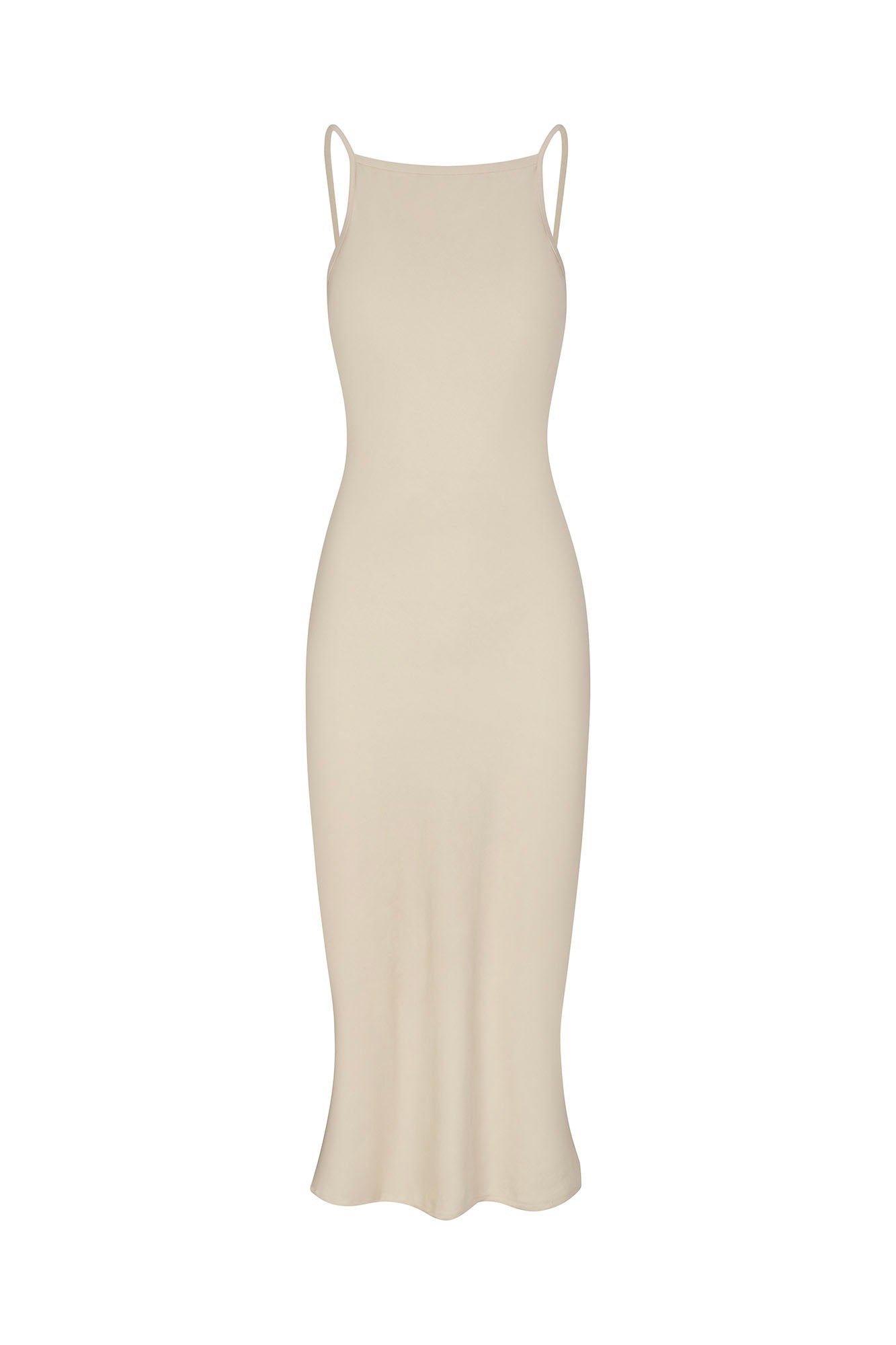 Anemos Gisele Bias-Cut Midi Dress in Stretch Suiting in Off-White — sophisticated bias-cut dress