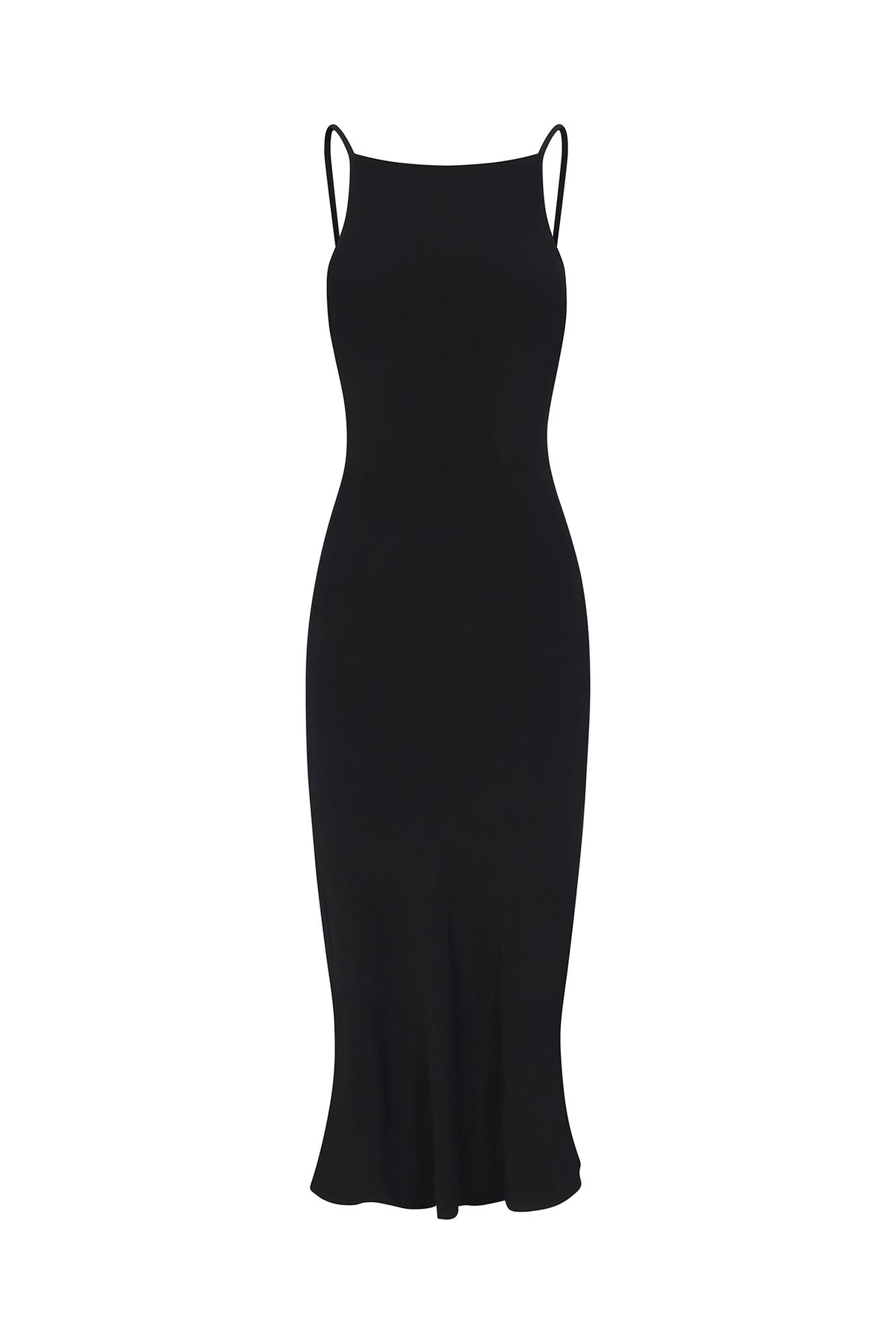 Gisele Bias Cut Dress in Stretch Twill Black on White Background