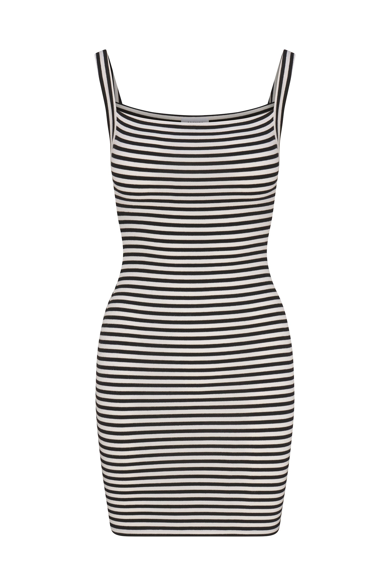 Square Neck Mini Tank Dress In Black & White Stripe Jersey – Anemos