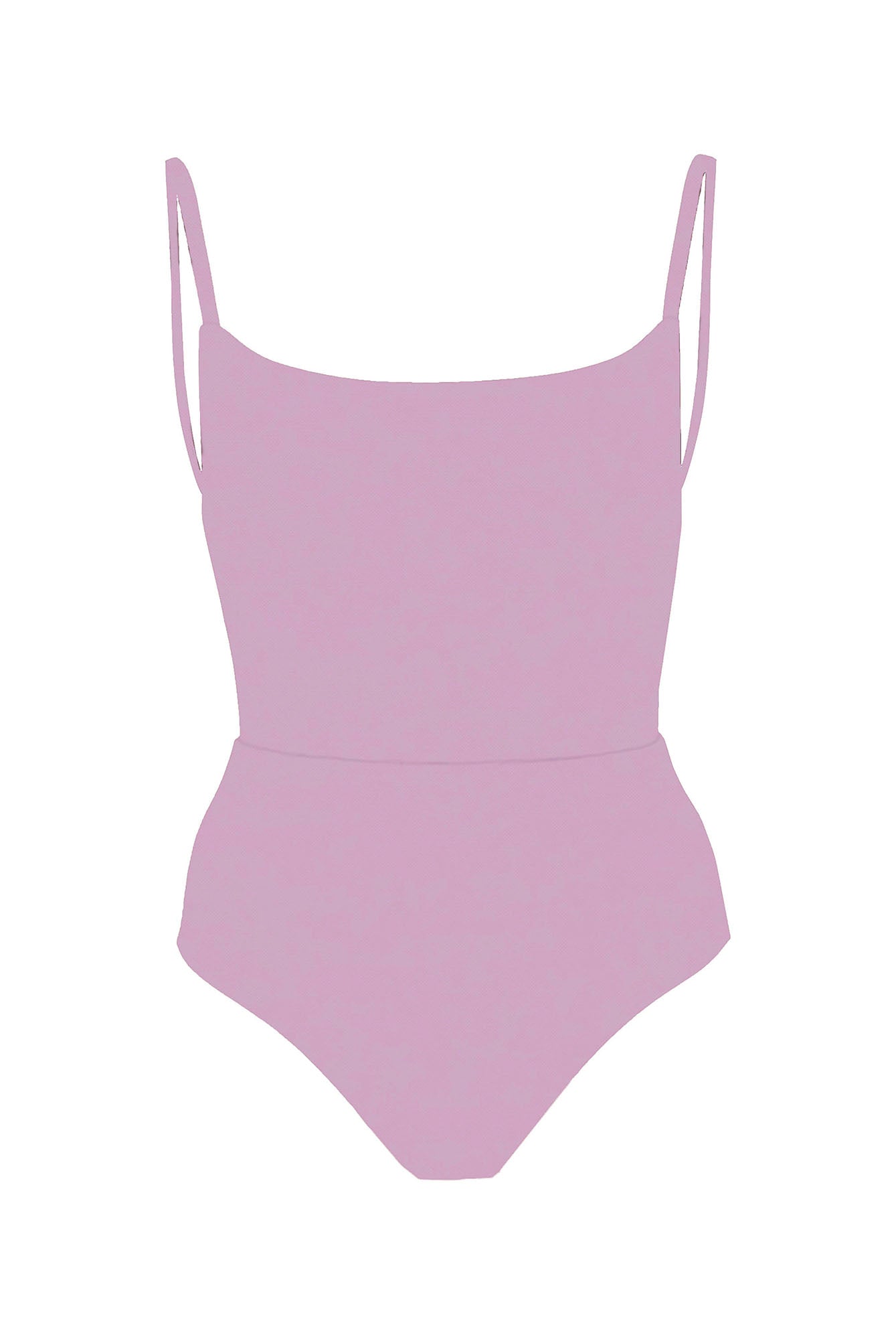 Square Neck Open Back One-Piece Orchid on White Background