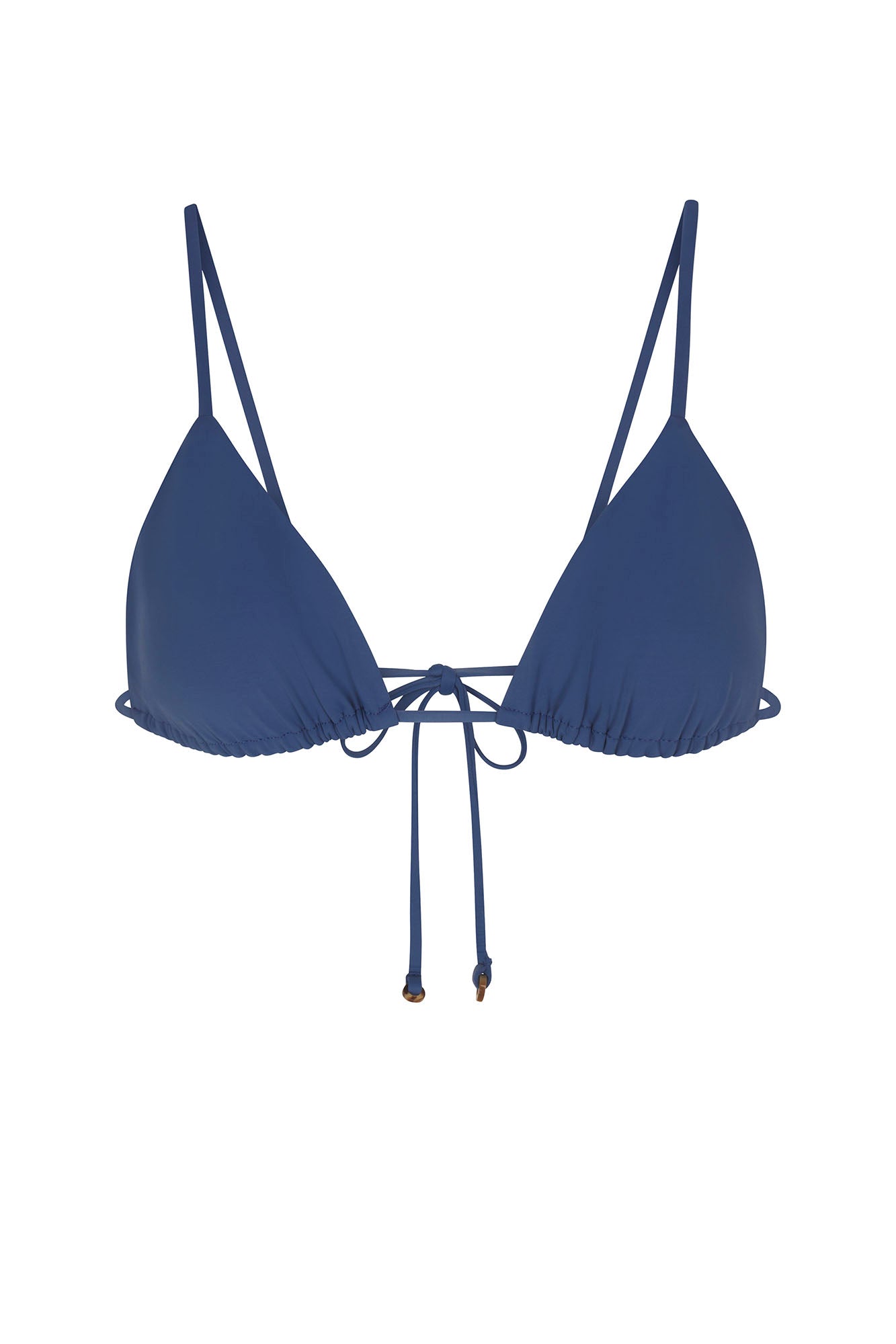 String Triangle Bikini Top Azure on White Background
