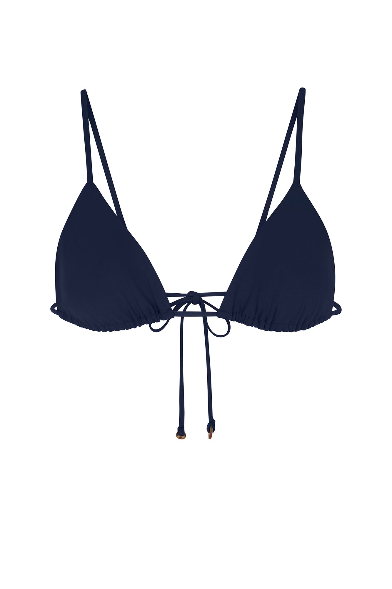 String Triangle Bikini Top Navy on White Background