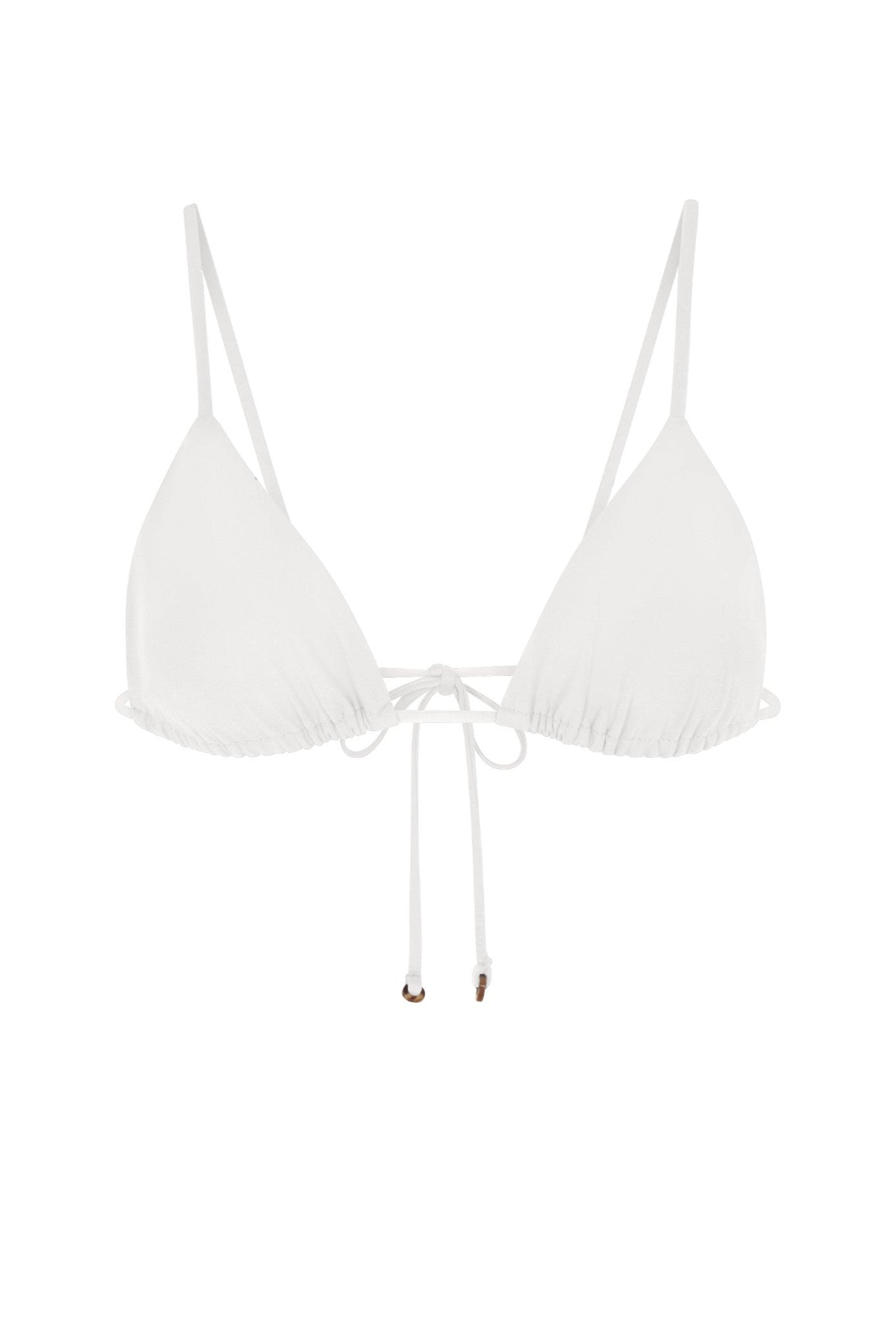 String Triangle Bikini Top White on White Background