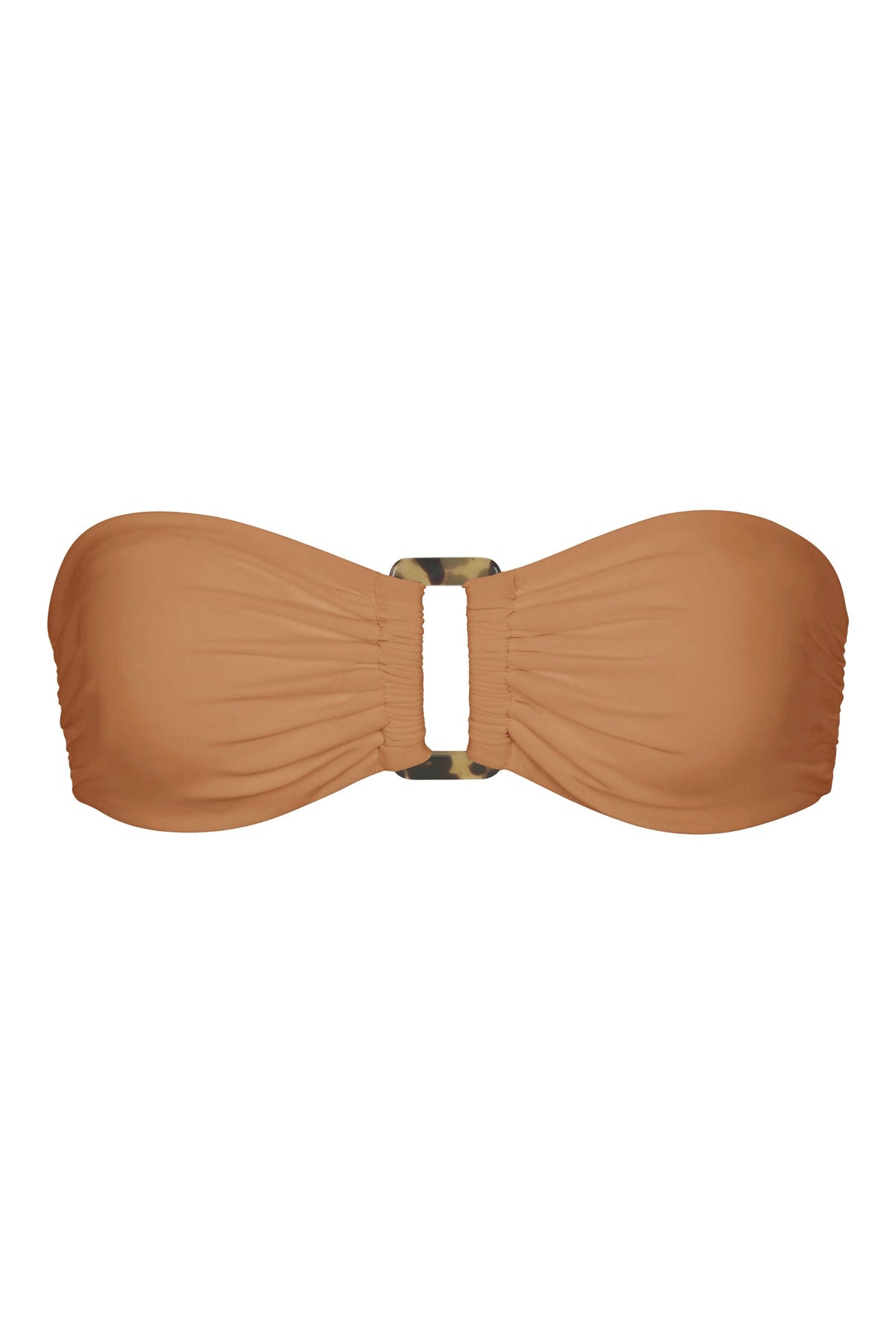 Tortoise Bandeau Bikini Top Fawn on White Background