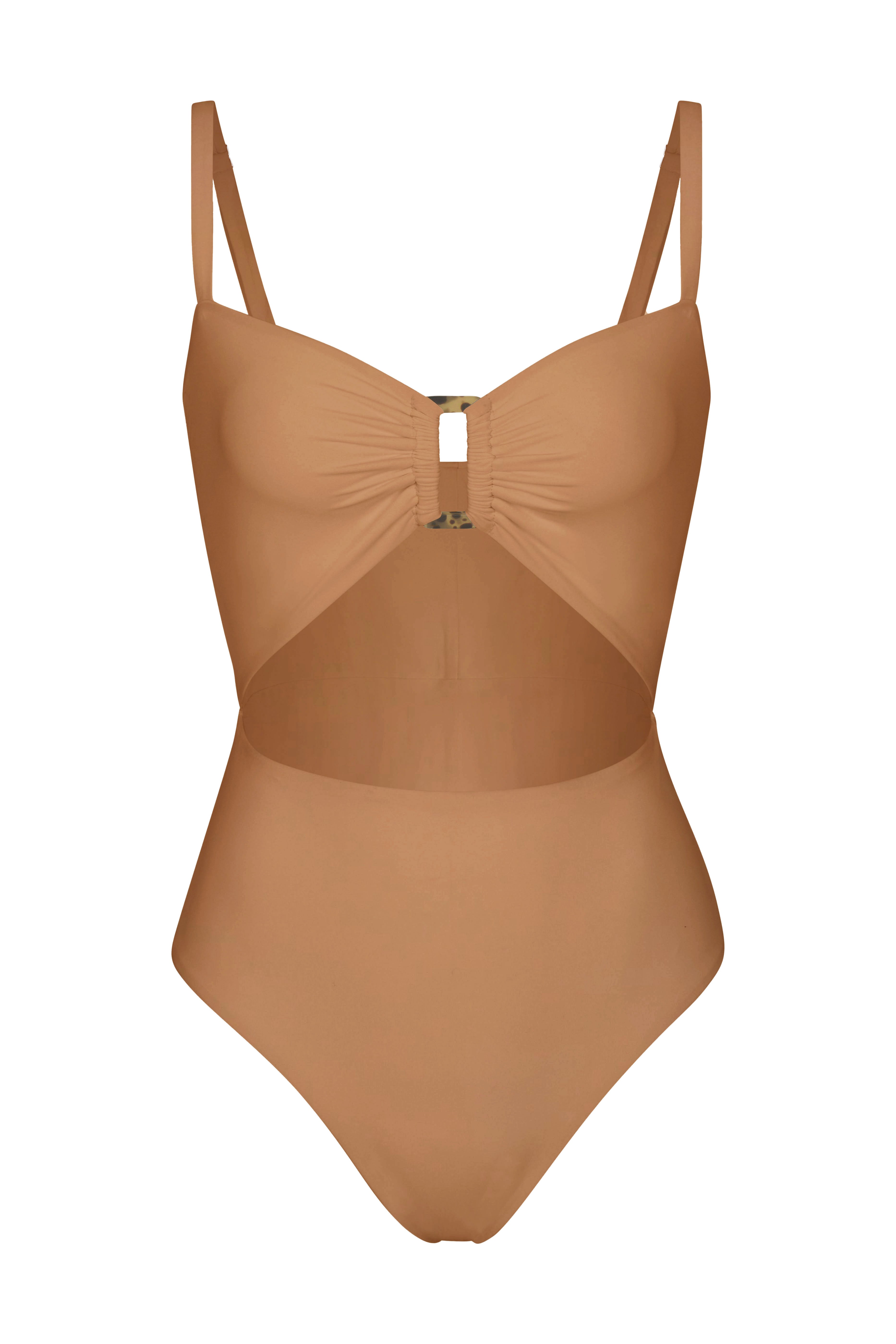 Tortoise Cutout One-Piece Fawn on White Background