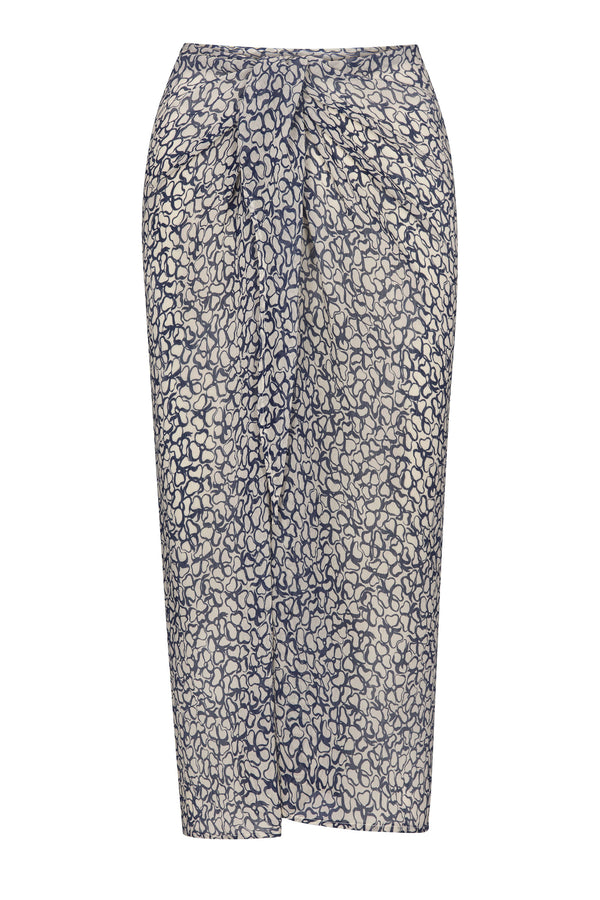 Wrap Midi Skirt in Sheer Infinity Floral Print Eco-Chiffon