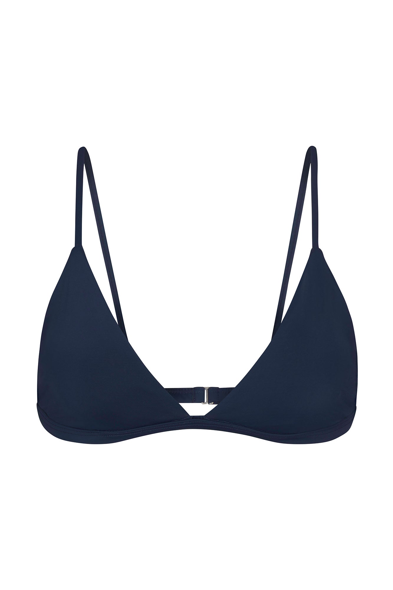 Classic Triangle Bikini Top Navy on White Background
