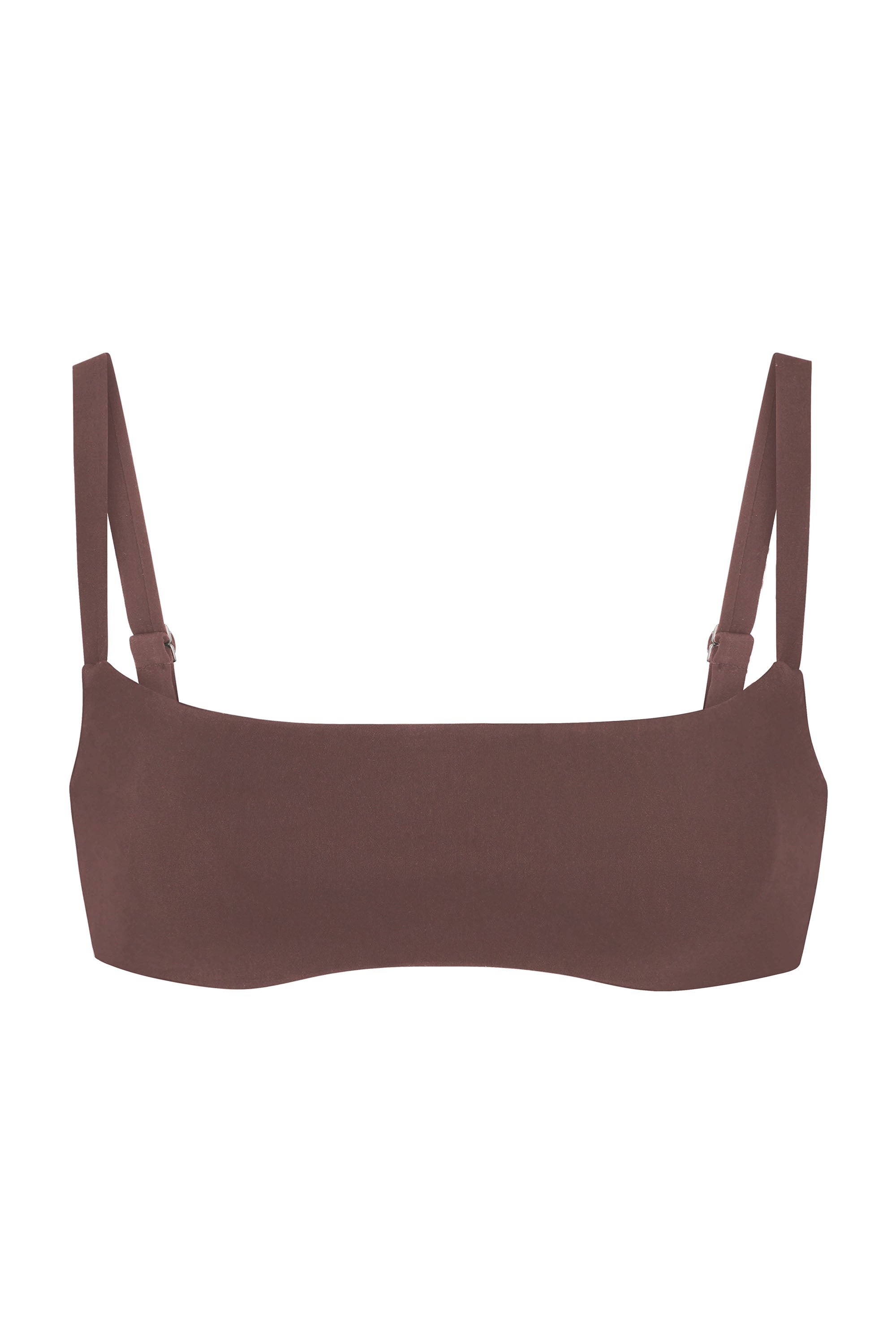 Square Neck Bikini Top Moka on White Background