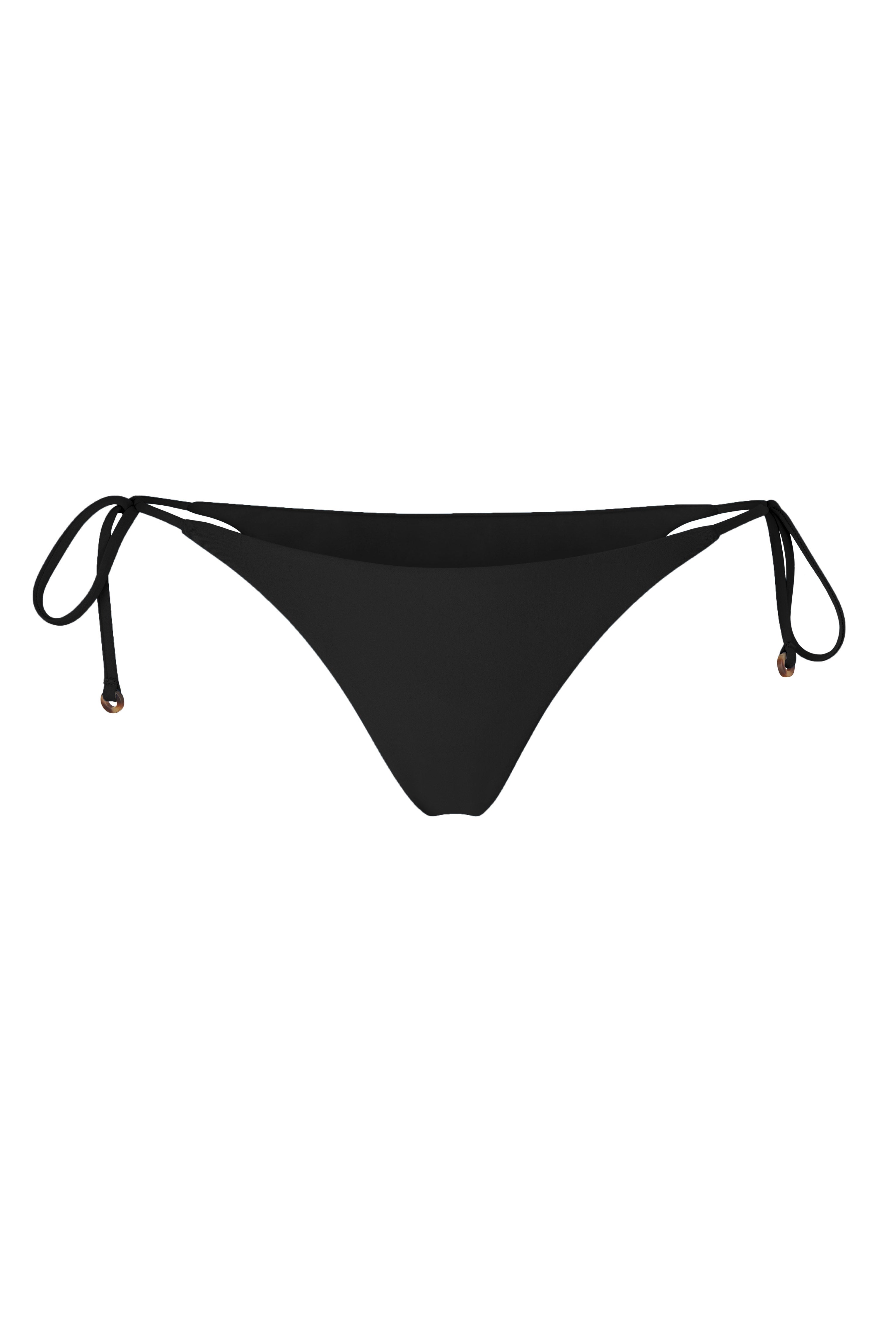 String Tie Bikini Bottom Black on White Background
