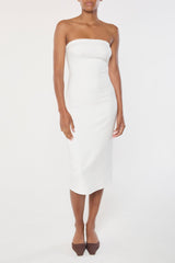 Strapless Midi Dress in Stretch Twill