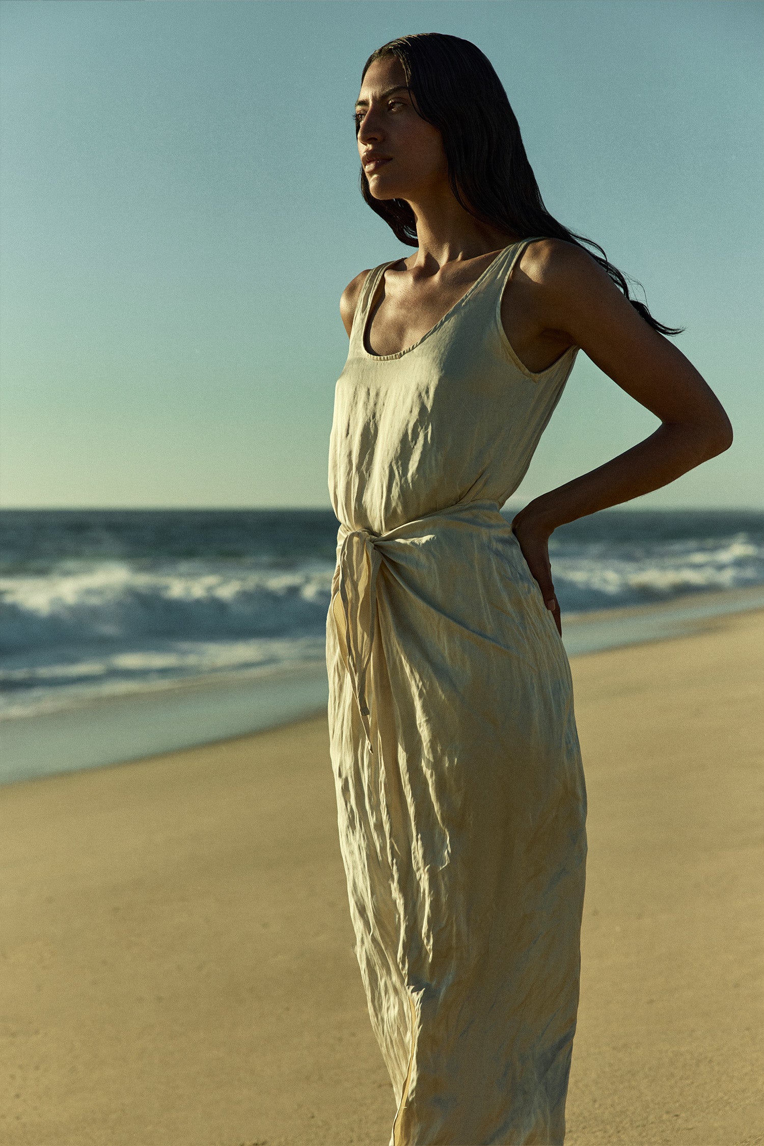 D.K. Midi Wrap Dress in Crinkle Weave | Anemos