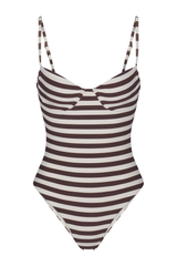 The Balconette Underwire One-Piece In Espresso Even Stripes