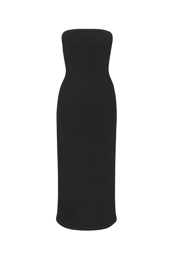 The Strapless Tie Back Dress in Stretch Cupro