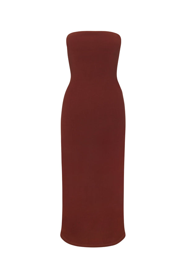 The Strapless Tie Back Dress in Stretch Cupro