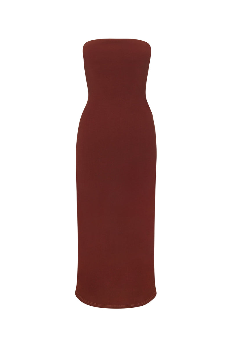 The Strapless Tie Back Dress in Stretch Cupro