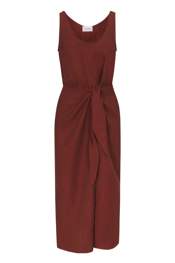 The D.K. Midi Wrap Dress in Linen Cupro