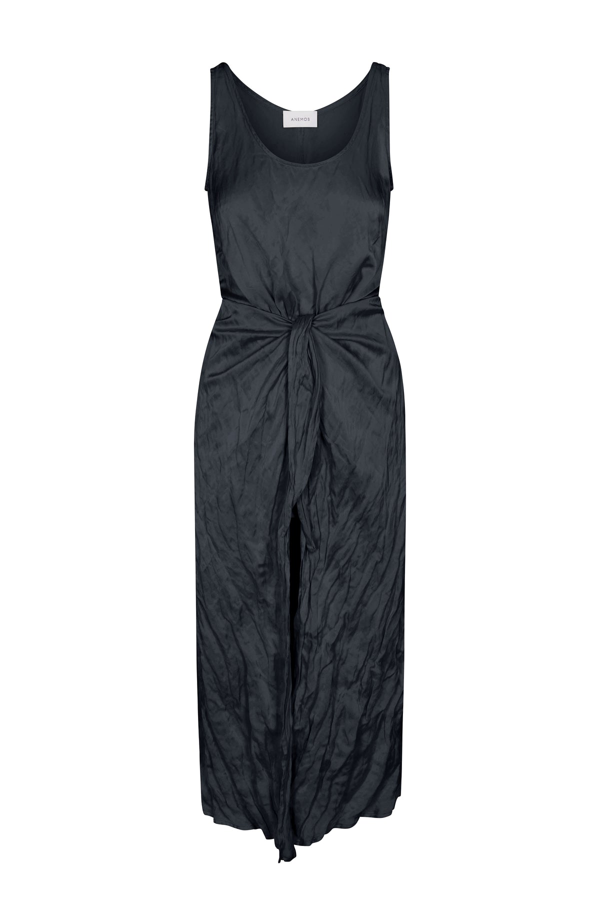 D.K. Midi Wrap Dress in Lustrous Crinkle Weave