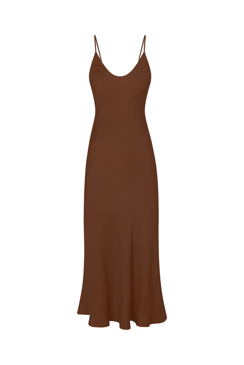 The Harlow Bias Cut Slip Dress in Matte Crepe