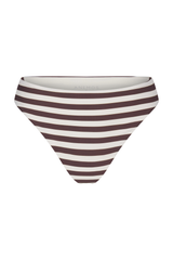 The Midi High-Cut Bikini Bottom In Espresso Even Stripes