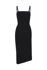 The Nadege Draped Midi Dress in Stretch Cupro