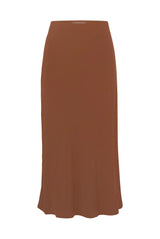 The Rey Bias-Cut Skirt in Stretch Cupro