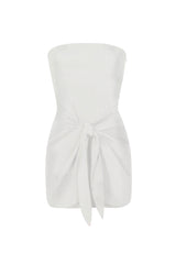 The Strapless D.K. Mini Wrap  Dress in Textured Stretch