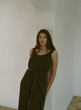 The D.K. Midi Wrap Dress in Linen Cupro