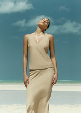 PREORDER: Plunging Bias-Cut Top in Stretch Twill