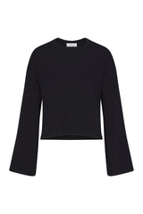 Bell Sleeve Boxy Crop Sweater in Rib Knit