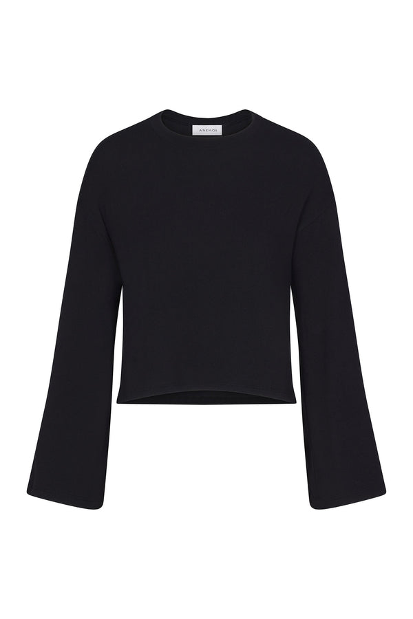 PREORDER: Bell Sleeve Boxy Crop Sweater in Modal Knit