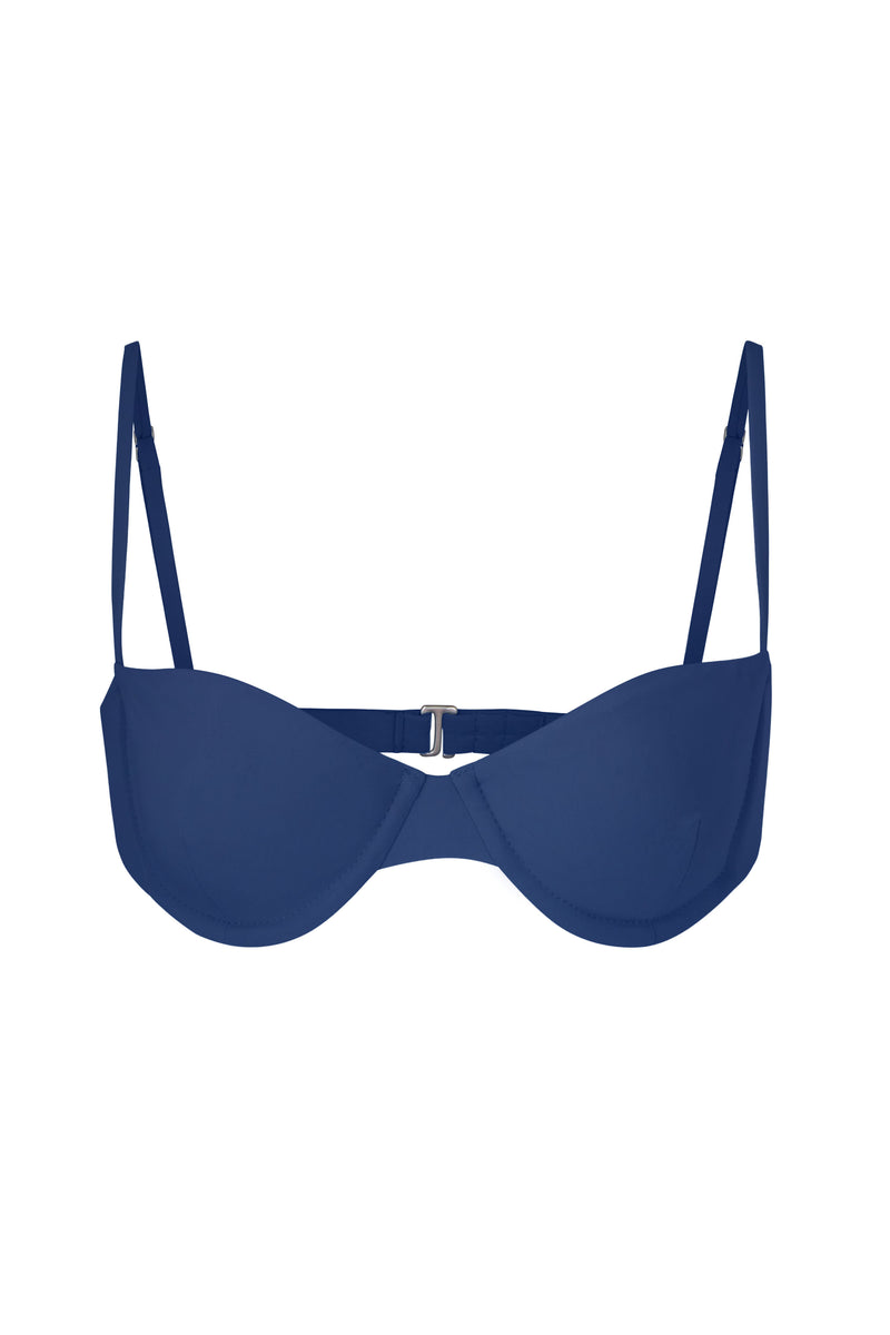 Balconette Underwire Bikini Top Azure on White Background