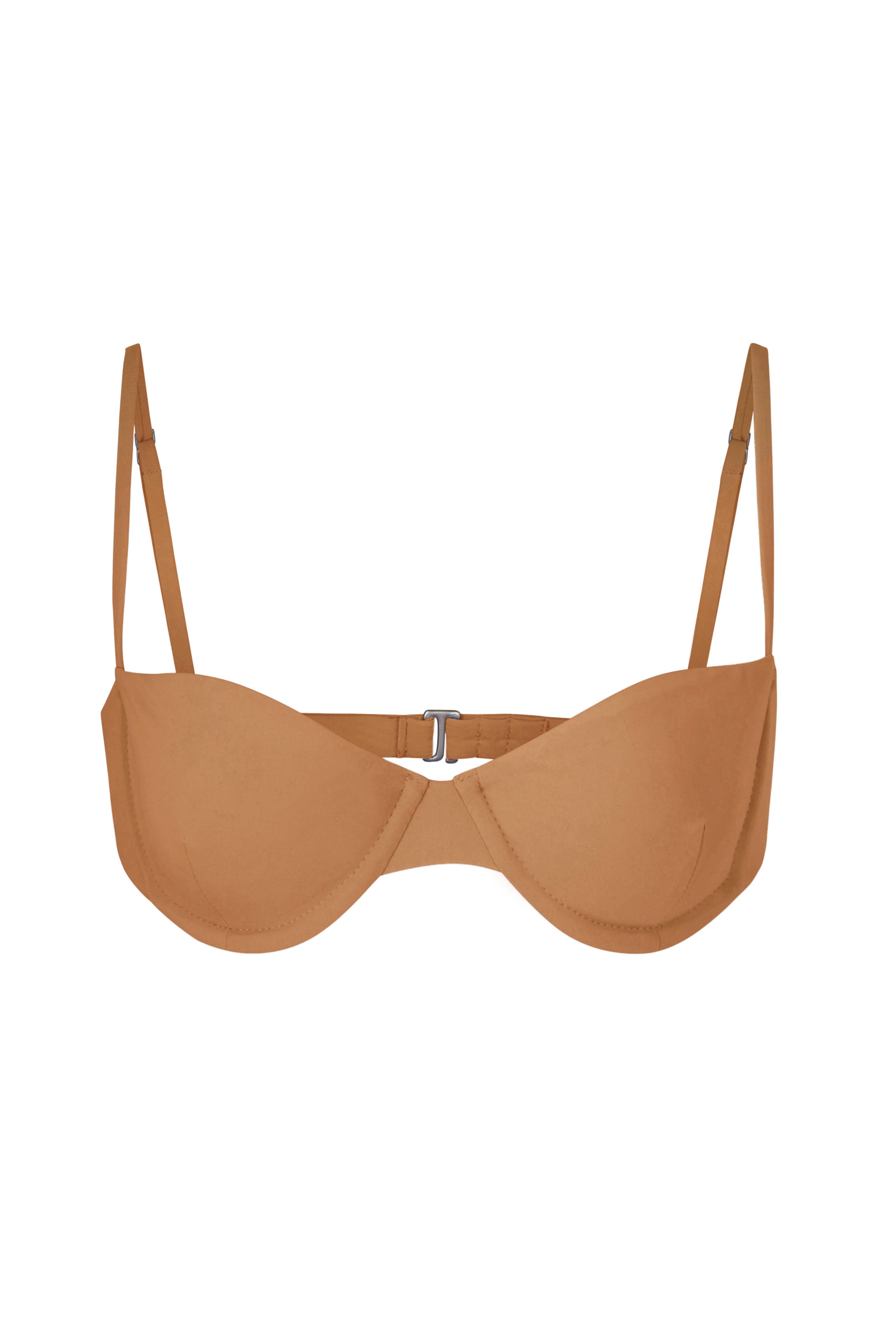 Balconette Underwire Bikini Top Fawn on White Background