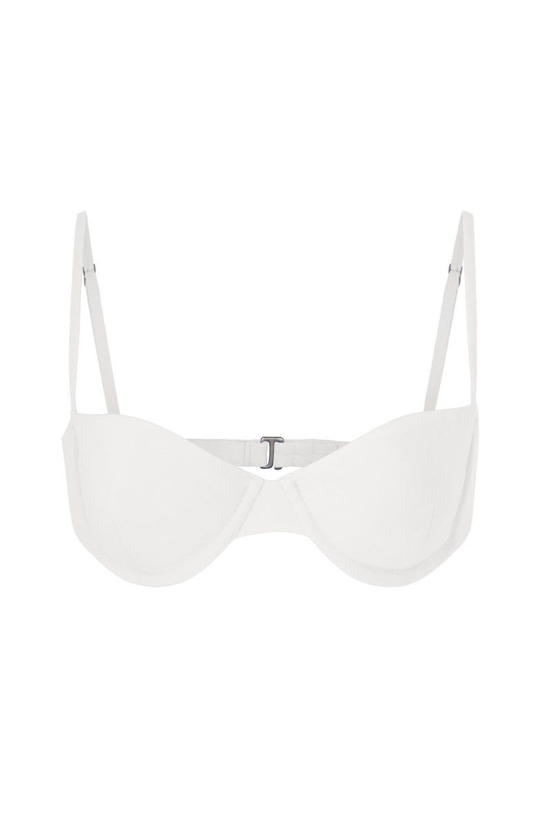 Balconette Underwire Bikini Top White on White Background