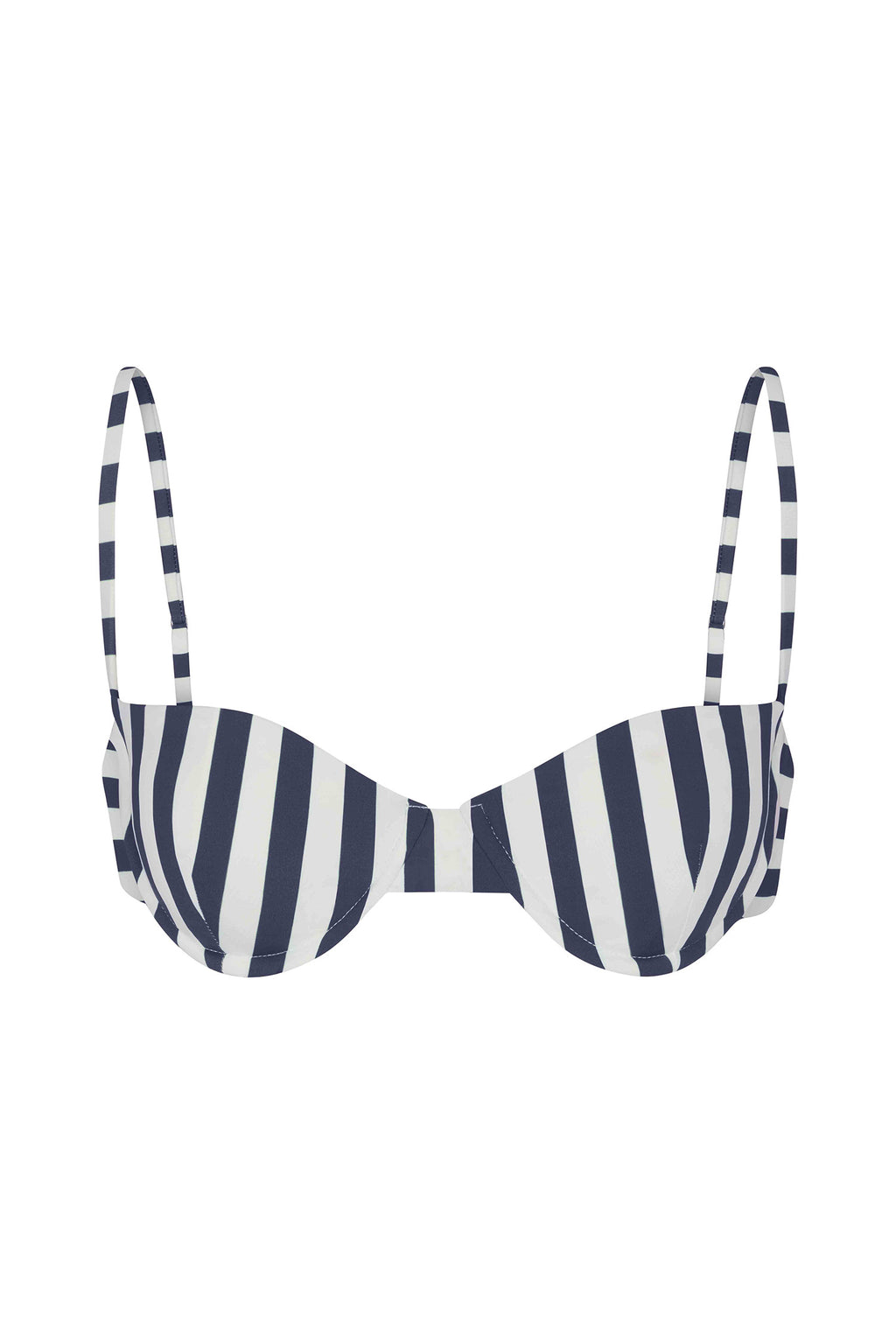 Balconette Underwire Bikini Top Marine Vertical Stripes