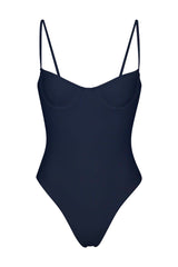 Balconette Underwire One-Piece Navy on White Background