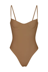 Balconette Underwire One-Piece Sandstone on White Background