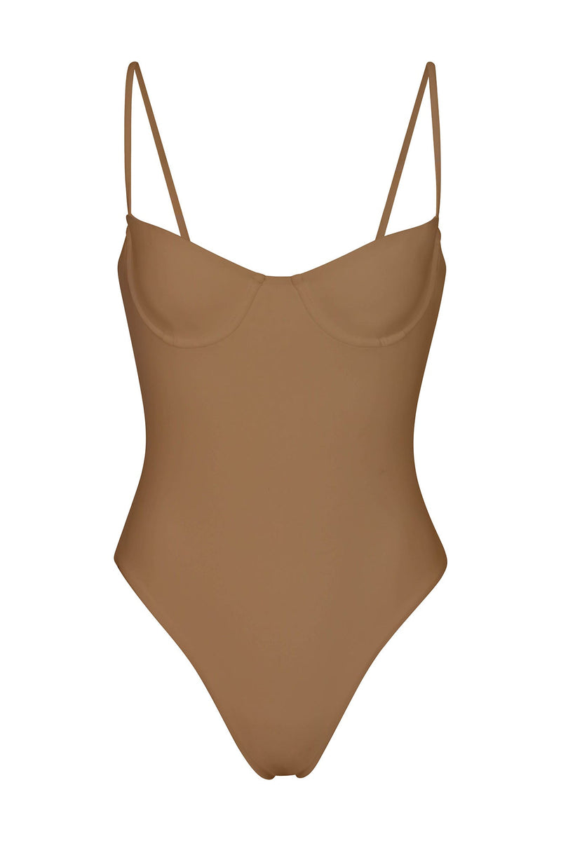Balconette Underwire One-Piece Sandstone on White Background