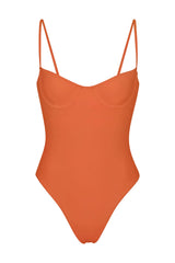 Balconette Underwire One-Piece Vintage Orange on White Background