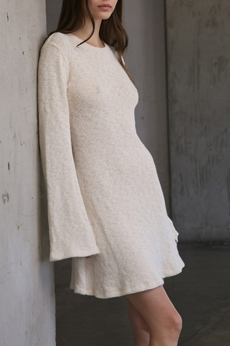Bell Sleeve Mini Dress in Crochet Knit – Anemos