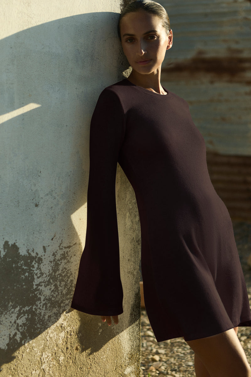 Bell Sleeve Mini Dress in Modal Knit