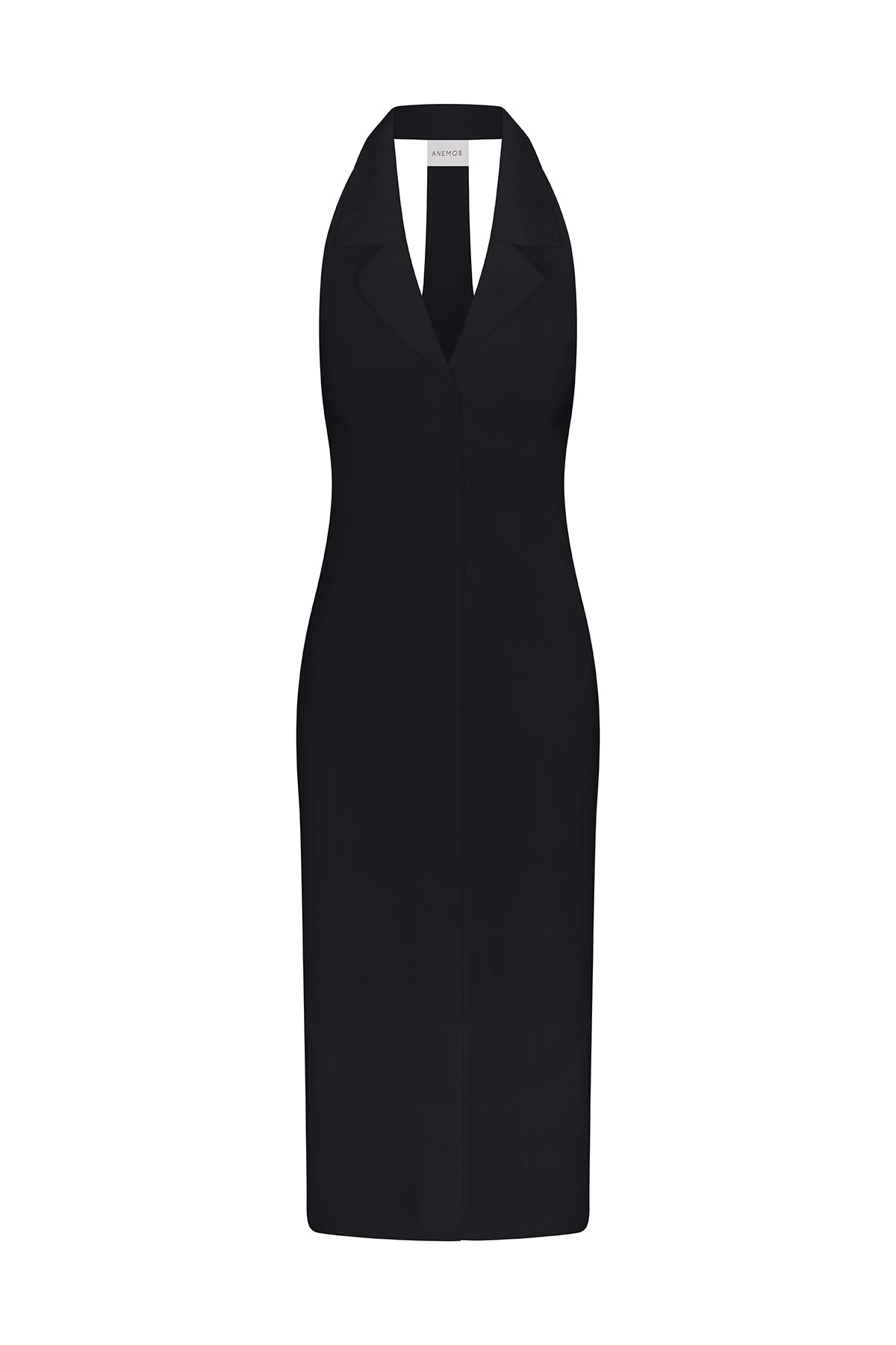 Anemos Bond Midi Dress in Stretch Twill in Black — put-together elegance, effortless allure