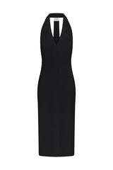 Bond Midi Dress Black in Stretch Twill on white background