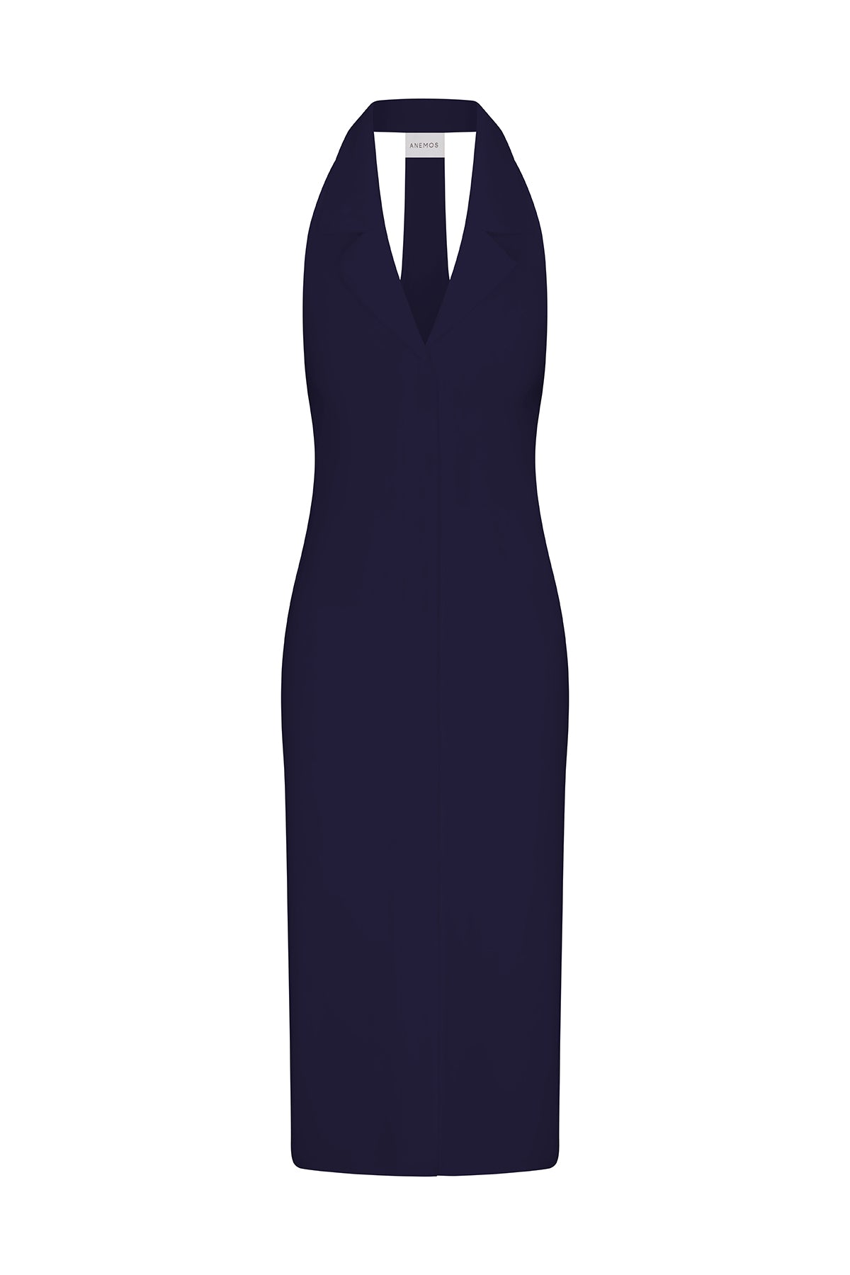 Bond Midi Dress Marine in Stretch Twill on white background