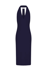 Bond Midi Dress Marine in Stretch Twill on white background