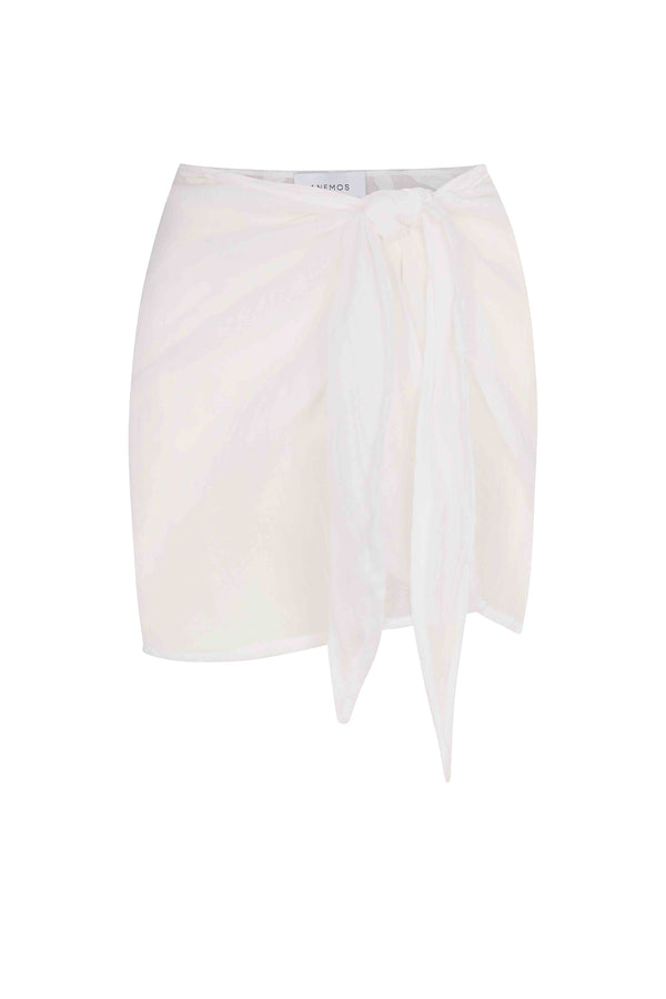 Wrap Mini Skirt Cover Up in Woven Bamboo Cotton Gauze