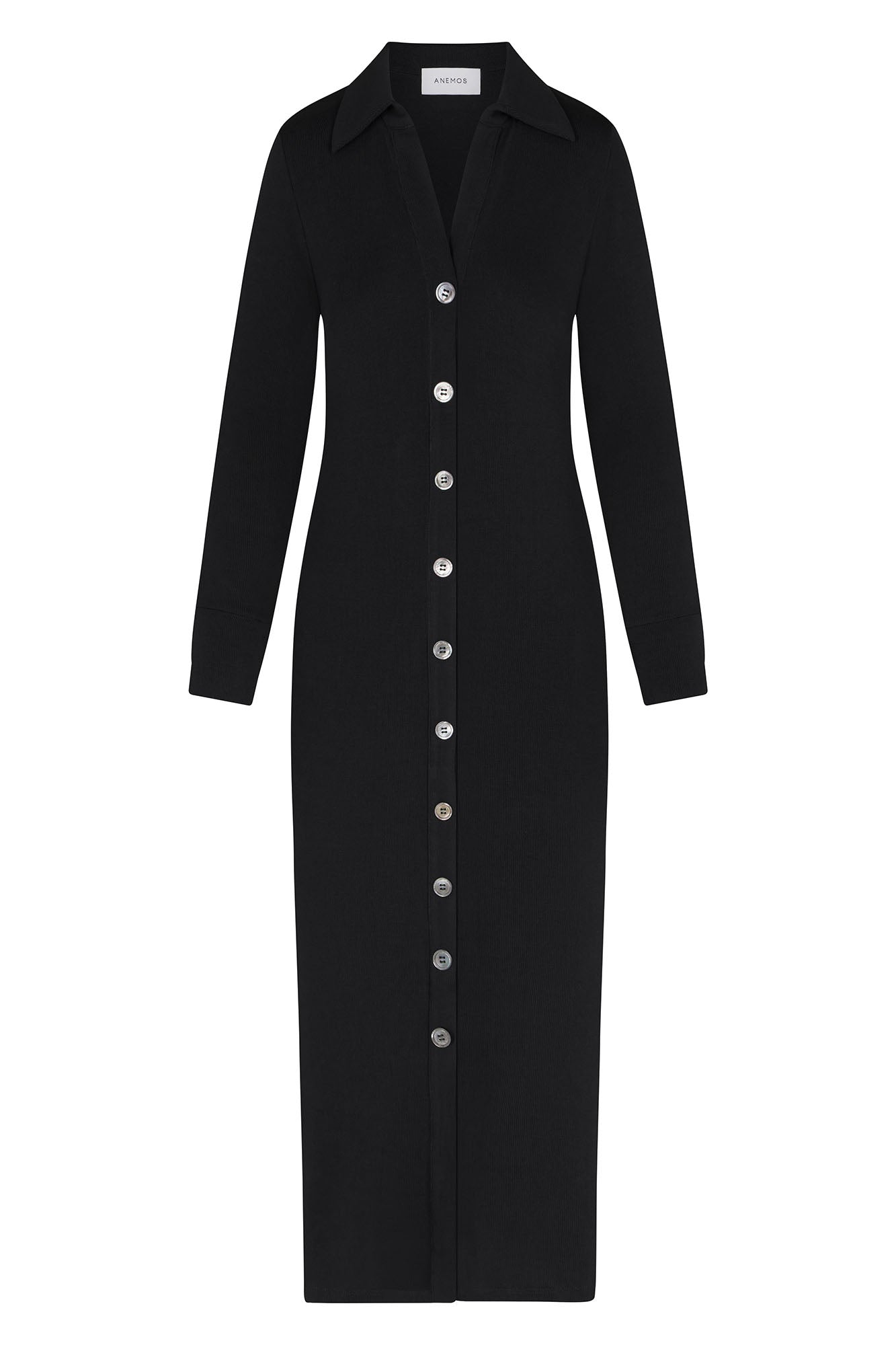 Cardigan Midi Dress in Modal Knit Black on White Background